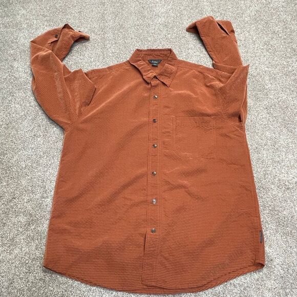 Royal Robbins mens long sleeve button up shirt sz Large orange relaxed fit shirt - Picture 4 of 12